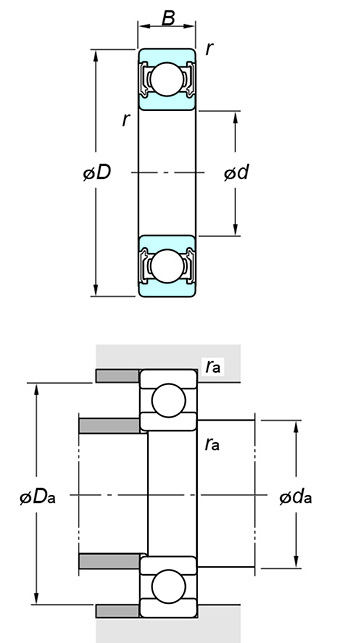 Cuscinetti radiali a sfere 62/32 2RU