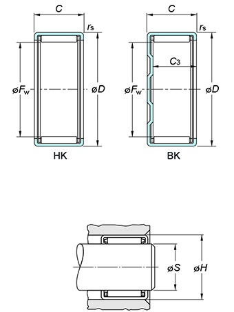 Cuscinetti a rullini HK 1012 A RS