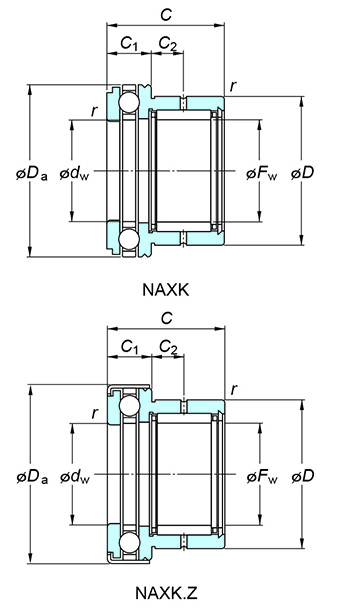 Cuscinetti assiali a sfere NAXK45Z